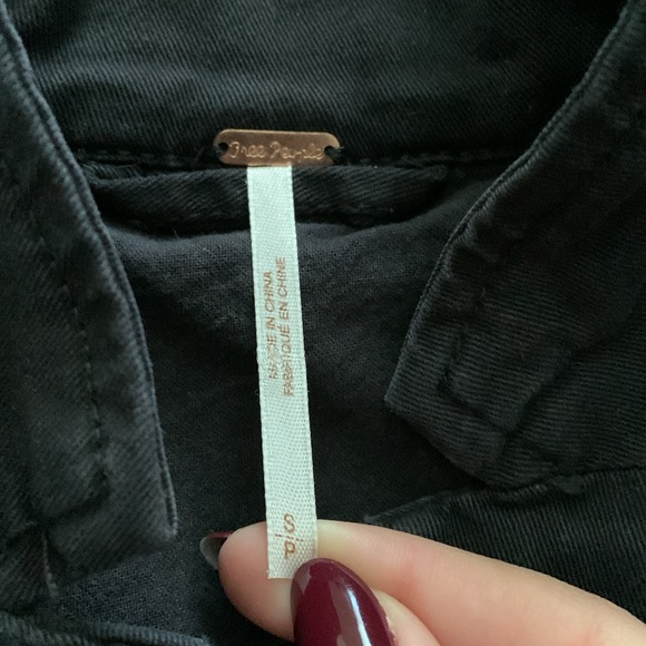 Free People Light Distressed Washed Black Military Jacket - Picture 3 of 12